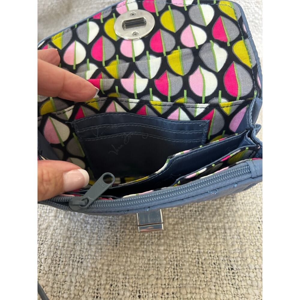 Vera Bradley Your Turn Blue Gray Wristlet/Clutch Wallet - Picture 5 of 6